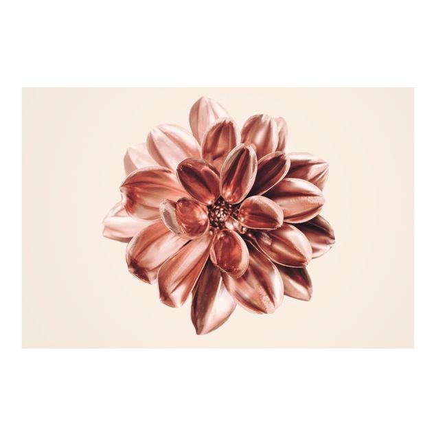 Papier peint panoramique Dahlia rose or métallique rose