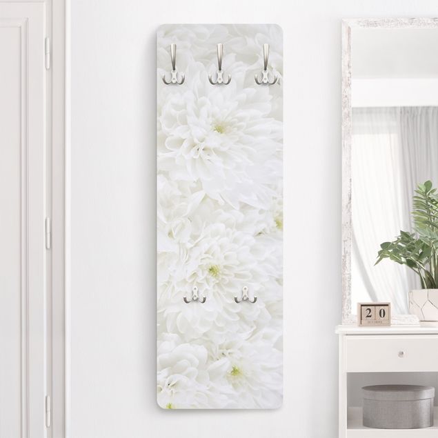 Porte-manteaux muraux avec fleurs Dahlias Mer De Fleurs Blanc