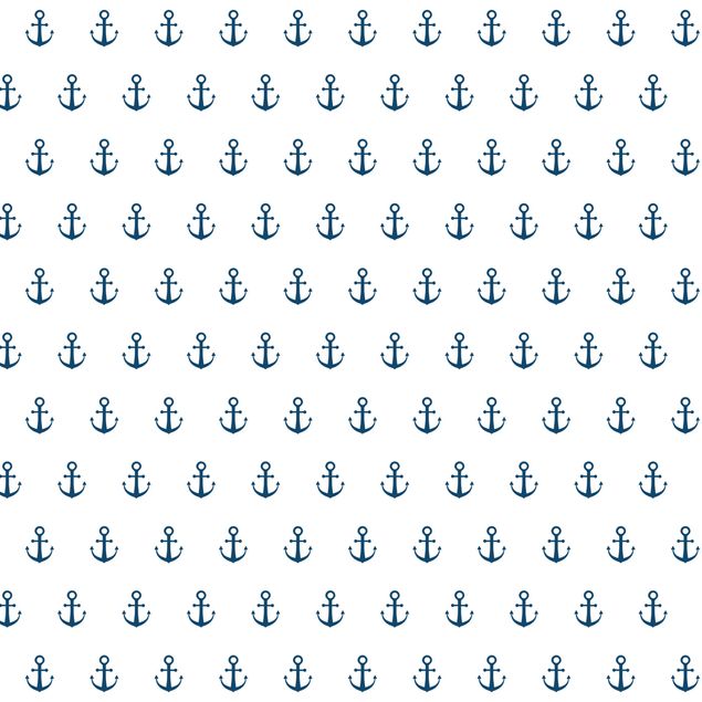 Stickers armoire Motif de monogramme d'ancre maritime en bleu sur blanc