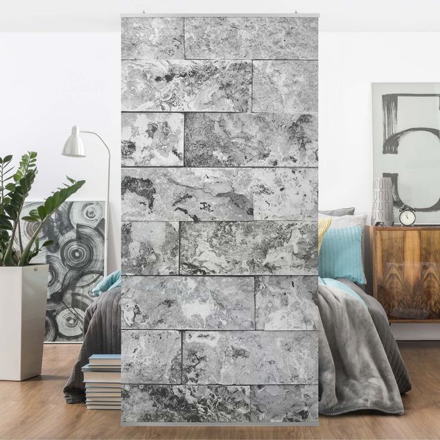 Panneau séparation pièce Mur de pierres naturelles en marbre gris