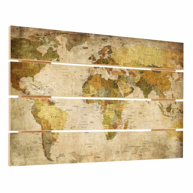 Impression sur bois - World map