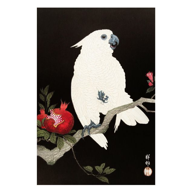 Tableau animaux Illustration asiatique vintage cacatoès blanc