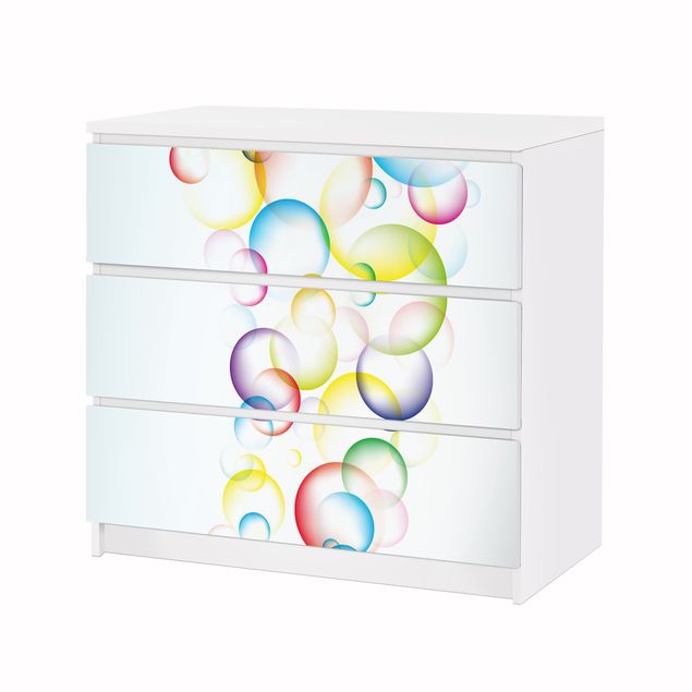 Papier adhésif pour meuble IKEA - Malm commode 3x tiroirs - Rainbow Bubbles