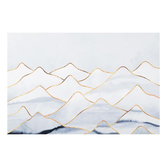 Tableaux de Elisabeth Fredriksson Aquarelle Montagnes Blanc Or