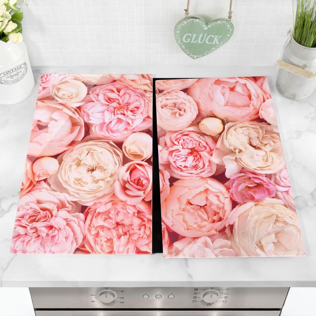 Cache plaques de cuisson fleurs Roses Coral Shabby en rose