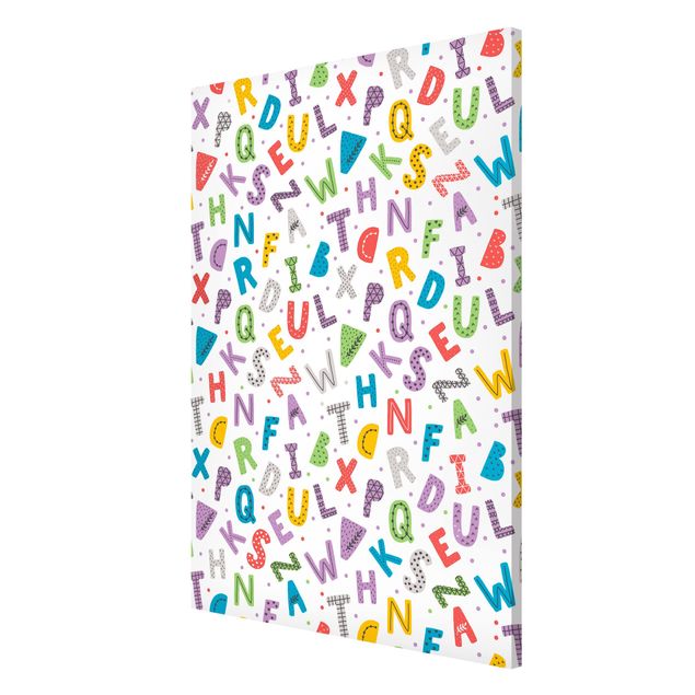Tableau lettre Alphabet à pois et cœurs en couleur