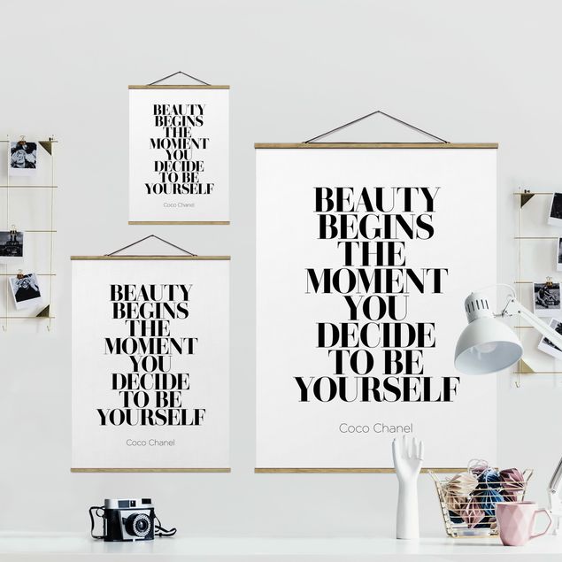 Tableau avec tissu Be Yourself Coco Chanel