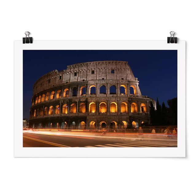 Poster architecture Colisée à Rome la nuit