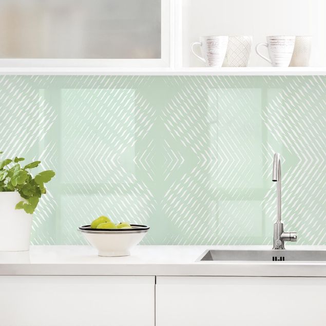 Déco mur cuisine Rhombic Pattern With Stripes In Mint Colour