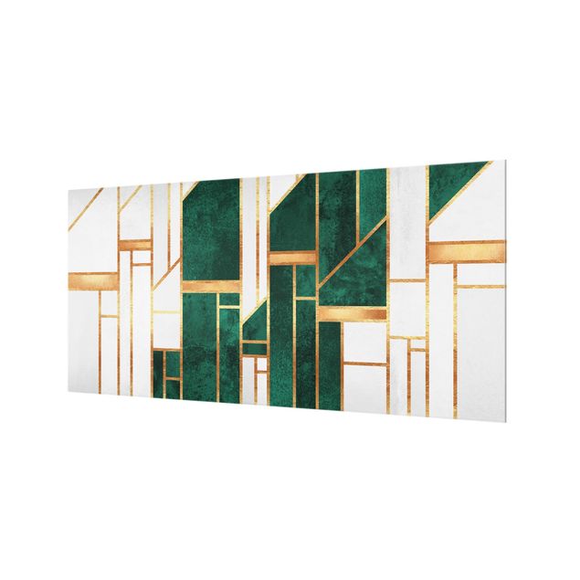 Fonds de hotte - Emerald And gold Geometry  - Format paysage 2:1