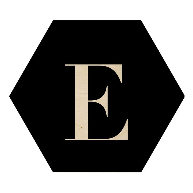 Hexagone en bois - Letter Serif Black E