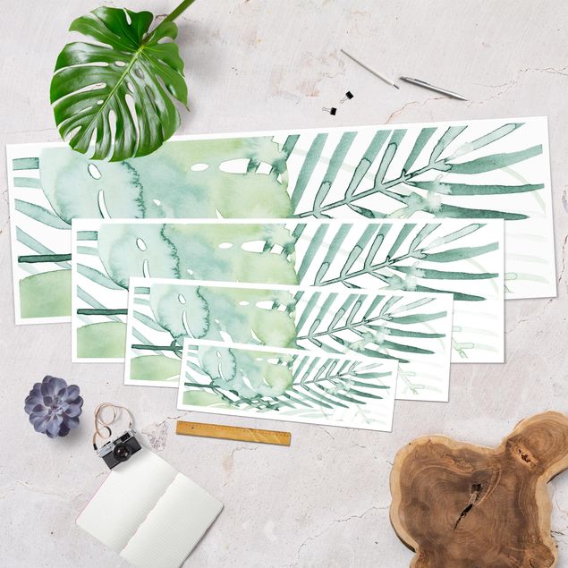 Poster panoramique fleurs - Palm Fronds In Watercolour I