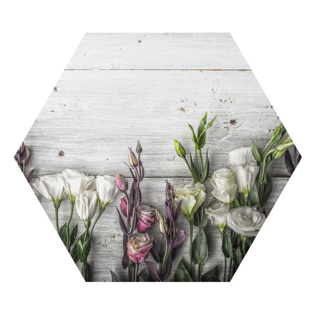 Tableau gris Tulip Rose Shabby Wood Look