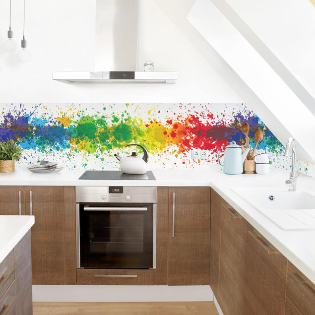 crédence cuisine en verre Rainbow Splatter