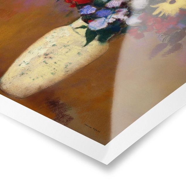 Tableau multicolor Odilon Redon - Vase blanc avec des fleurs