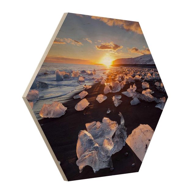 Tableaux de Rainer Mirau Morceaux de glace sur la plage en Islande