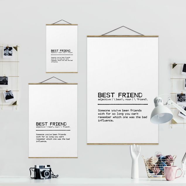 Tableau en tissu avec porte-affiche - Definition Best Friend - Format portrait 2:3