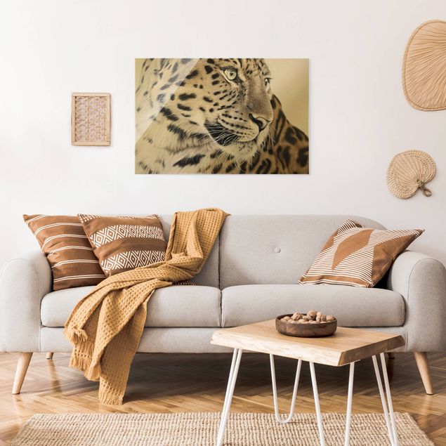 Tableaux en verre fleurs Le léopard