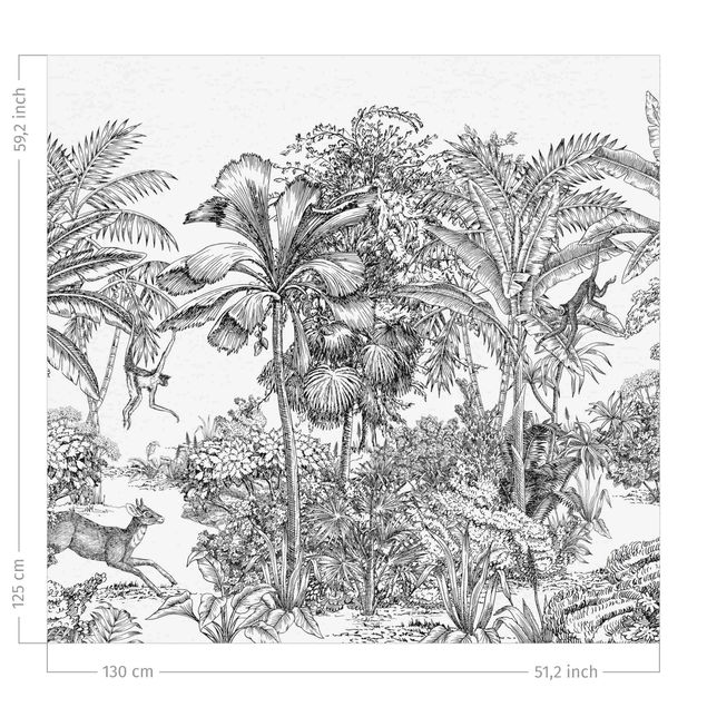 rideaux modernes Detailed Drawing Of Jungle