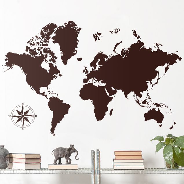 Stickers muraux carte du monde Carte du monde détaillée