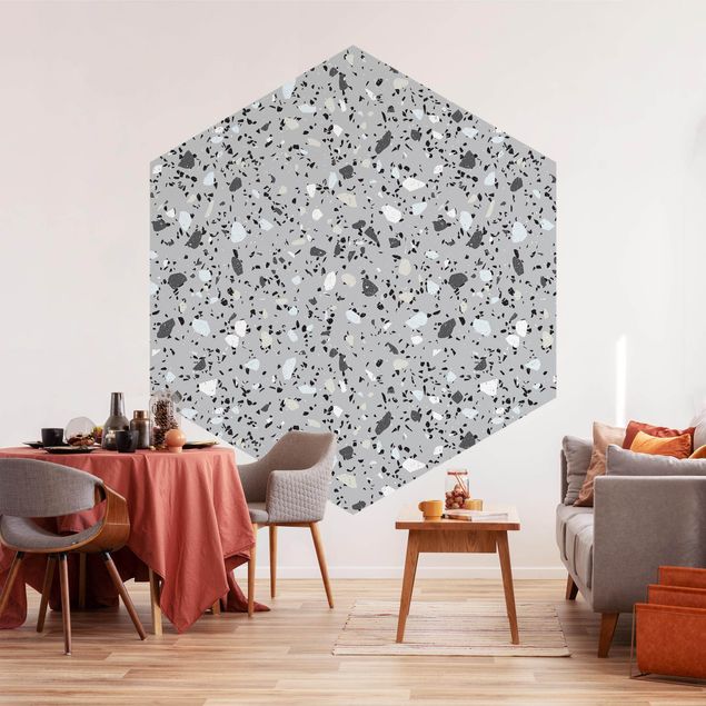 Papiers peintspanoramique hexagonal Detailed Terrazzo Pattern Massa
