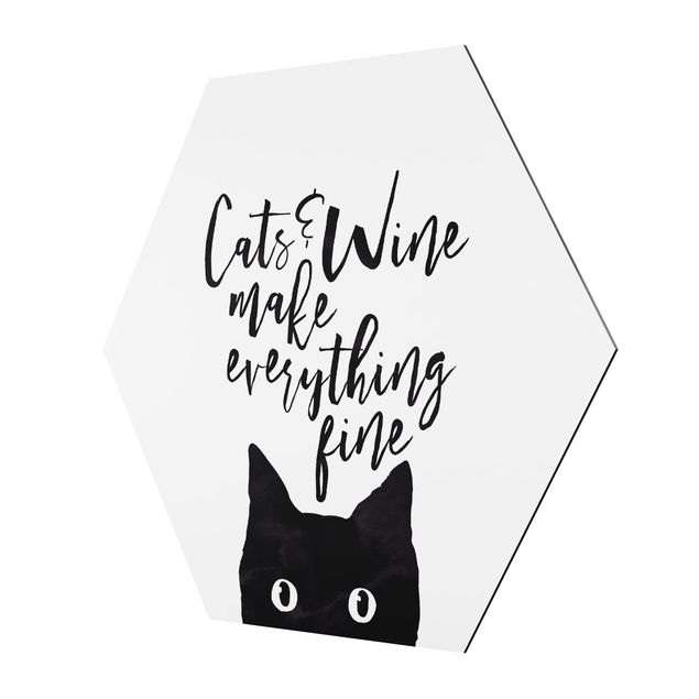 Tableaux noir et blanc Cats And Wine make Everything Fine - Chats et vin