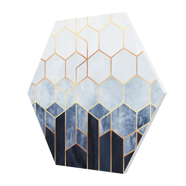 Tableaux de Elisabeth Fredriksson Hexagones d'or bleu blanc