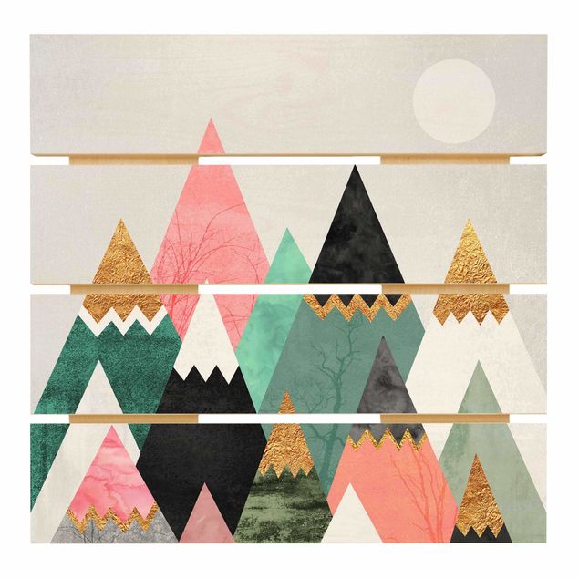 Tableaux de Elisabeth Fredriksson Montagnes triangulaires avec pointes dorées