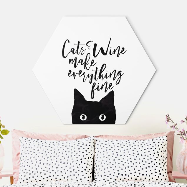 Déco mur cuisine Cats And Wine make Everything Fine - Chats et vin