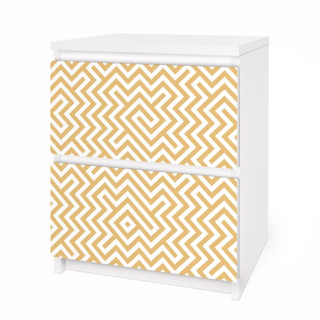 Papier adhésif pour meuble IKEA - Malm commode 2x tiroirs - Geometric Pattern Design Yellow