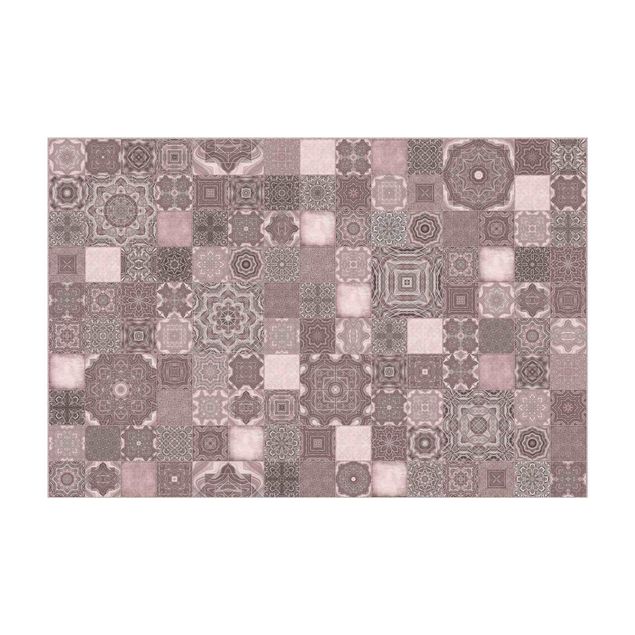 tapis modernes Carreaux Art Déco en marbre rose chatoyant