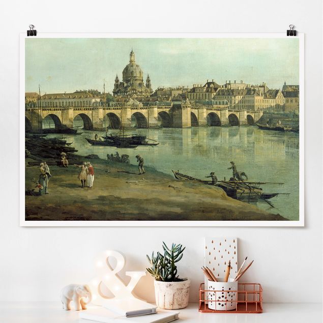 Décorations cuisine Bernardo Bellotto - Vue de Dresde depuis la rive droite de l'Elbe, avec le pont Auguste
