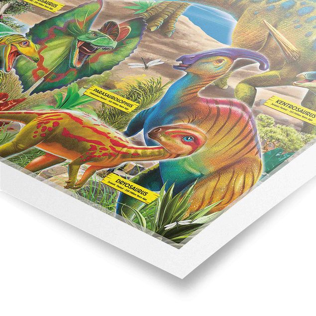 Tableau multicolor Les espèces de dinosaures