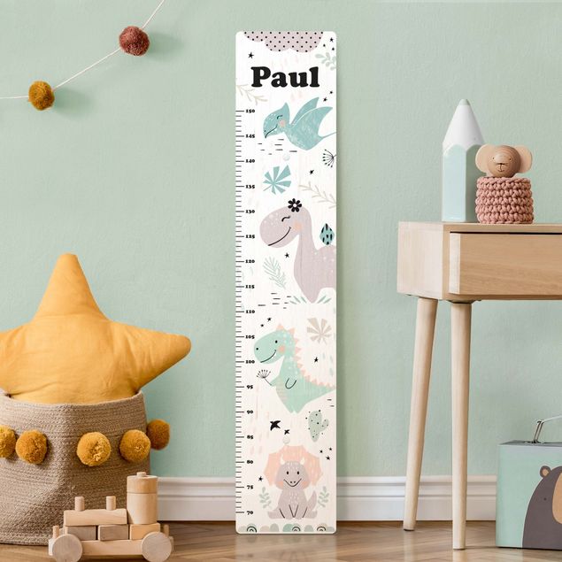 toise de croissance Dino Pastel With Customised Name