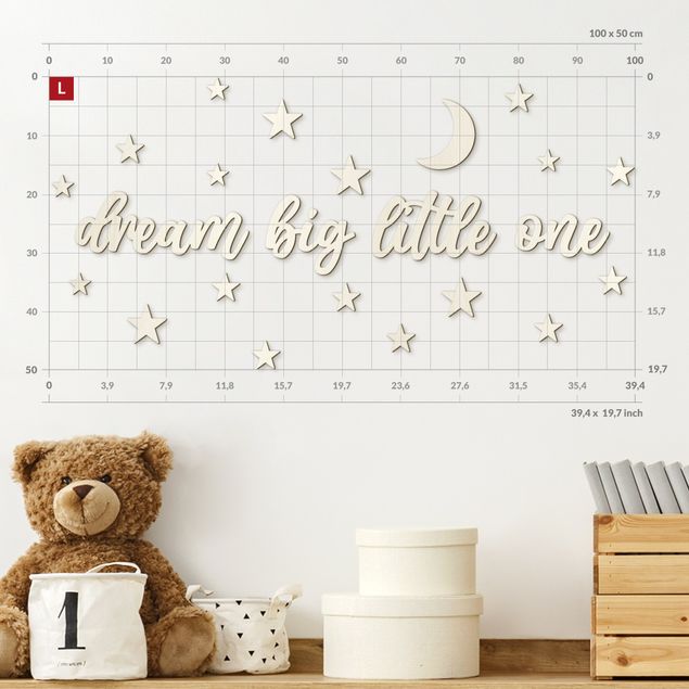 Tableau famille deco Dream big little one - Lune & étoiles