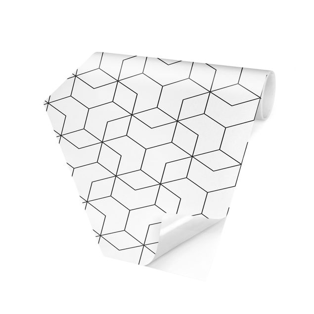 Tapisserie motif Motif ligne et cube tridimensionnel