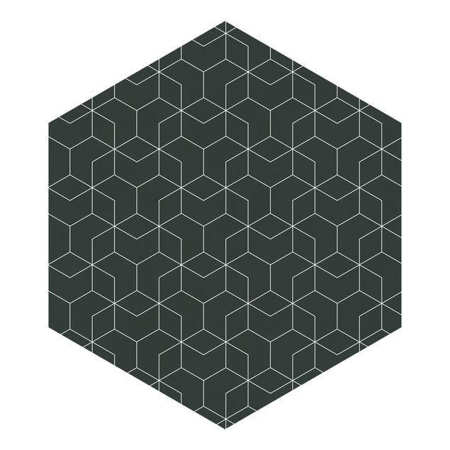 Papier peint noir Motif cubique tridimensionnel