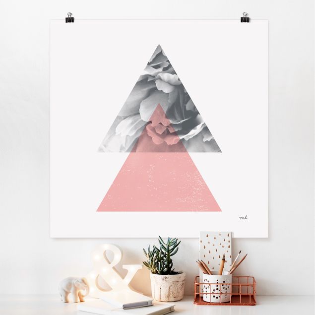Tableaux modernes Triangles with flower