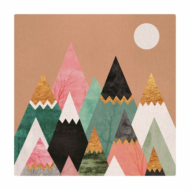 grand tapis Montagnes triangulaires avec pointes dorées