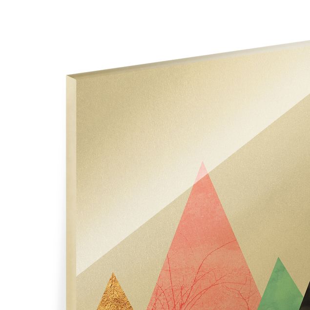 Tableaux modernes Montagnes triangulaires avec pointes dorées