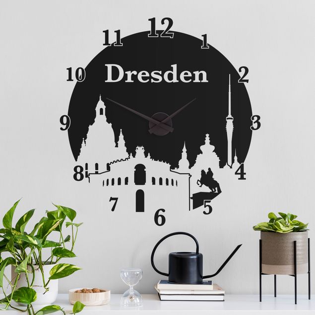 Décorations cuisine Silhouette urbaine de Dresde avec texte
