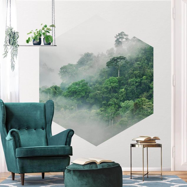 Papier peint forêt Jungle dans le brouillard