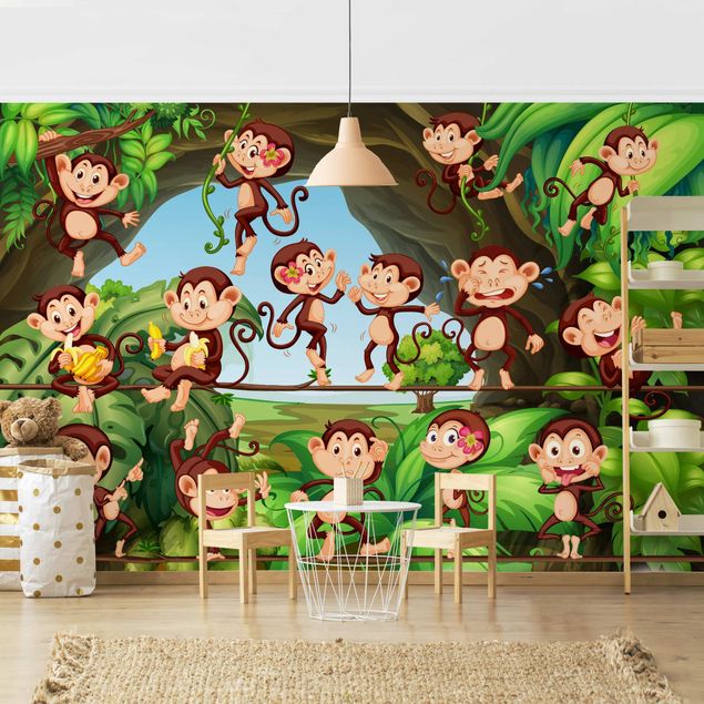 Papier peint moderne Jungle Monkeys