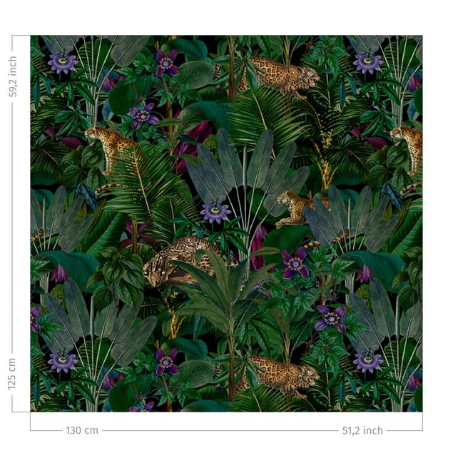 rideaux modernes Jungle Leaves With Tiger