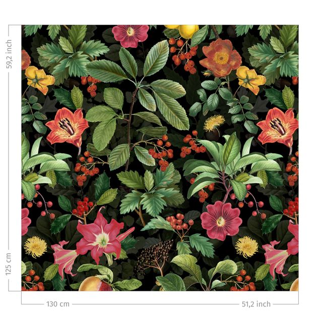 rideaux cuisine moderne Jungle Leaves And Flowers