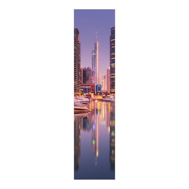 Panneaux coulissants avec architecture et skyline Dubai Skyline et Marina