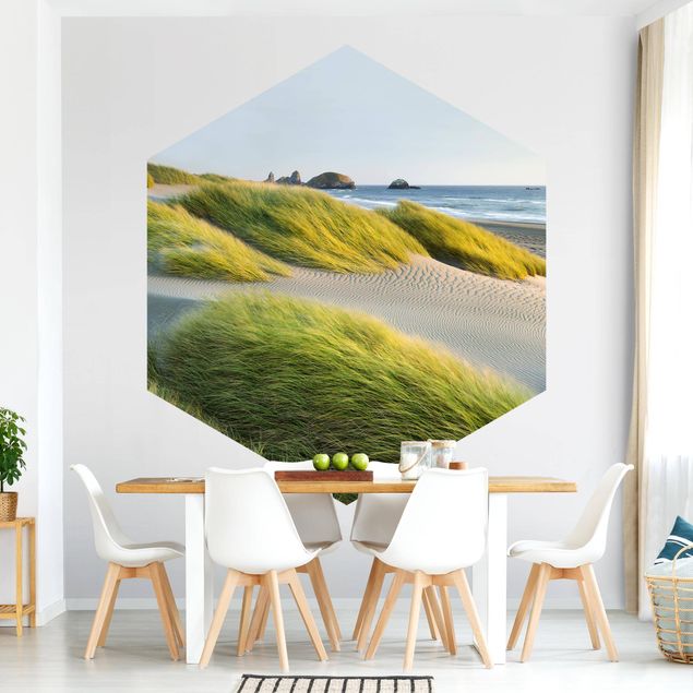 Papier peint dunes Dunes et herbes à la mer