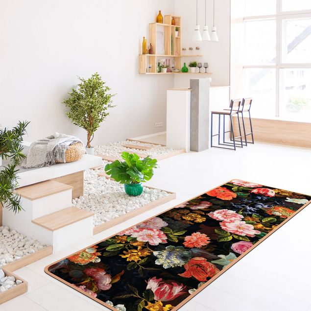 tapis coloré Bouquet de fleurs sombres