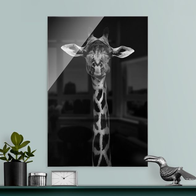 Tableau girafes Portrait de girafe sombre