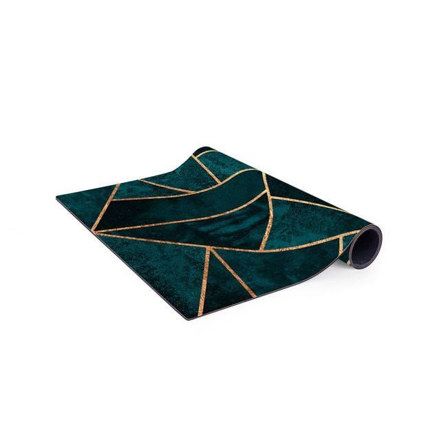 tapis turquoise Turquoise foncé avec or